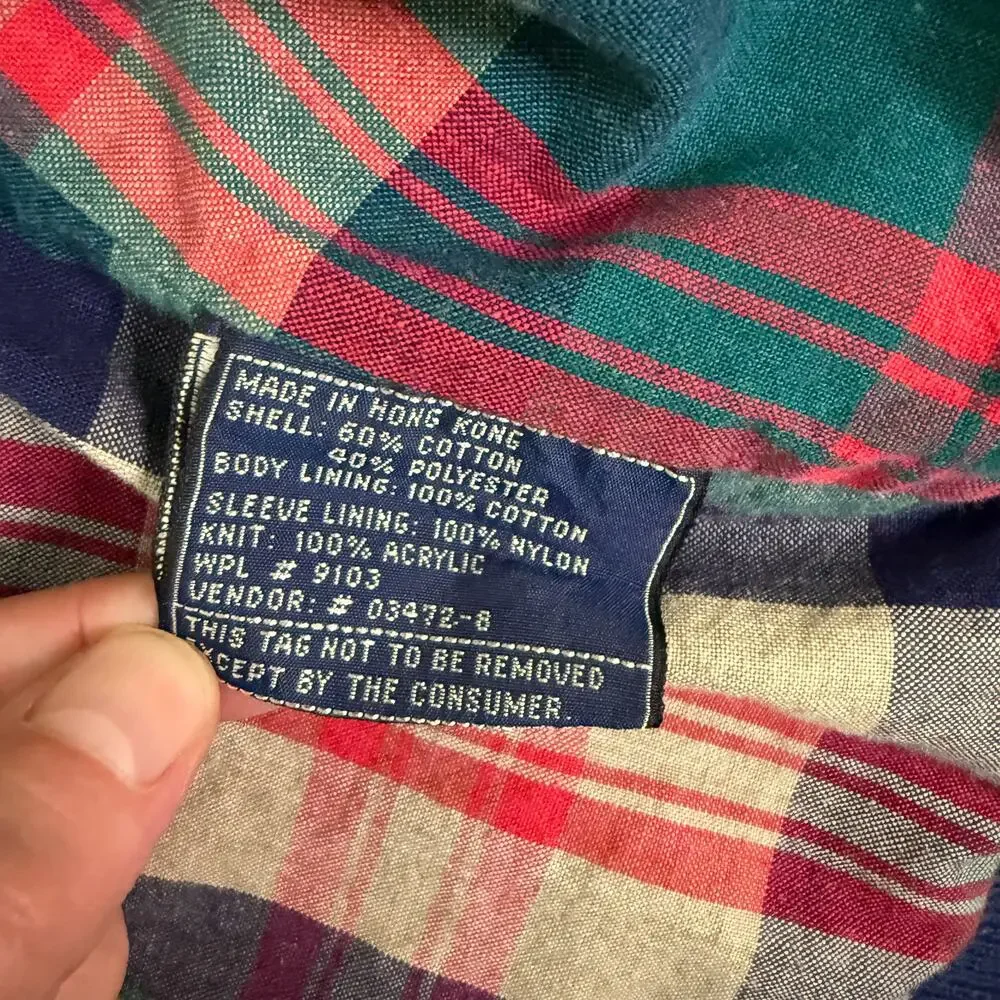 Vintage Field & Stream Gordon & Ferguson Navy Plaid Lined Jacket Large